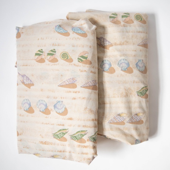 Stevens Other - Vintage 1982 J. P. Stevens Coastal Sea Shell Full Fitted & Flat Sheet Set
